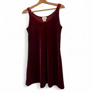 Delicates Womens Small Vintage 90s Velvet Burgundy Sleeveless Mini Dress